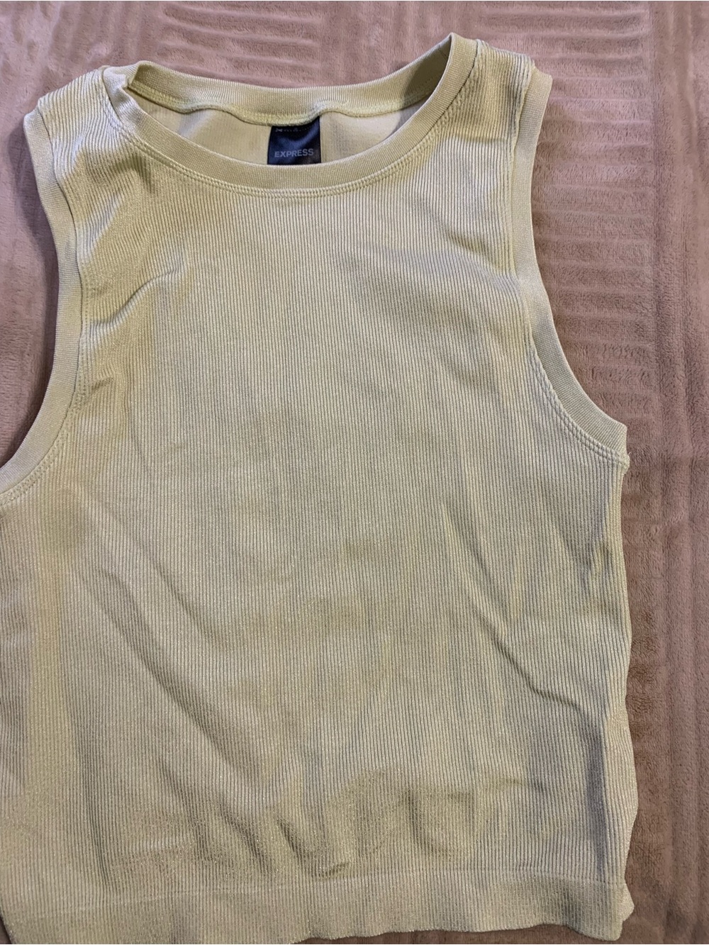 Express  Sleeveless Ribbed Tank Top - Light Yellow